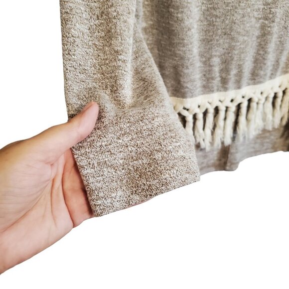 Entro Fringe High Low Hem Open Weave Pullover Long Sleeve Blouse Small - Picture 7 of 16